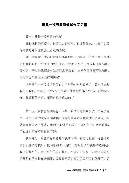 那是一次勇敢的尝试作文7篇