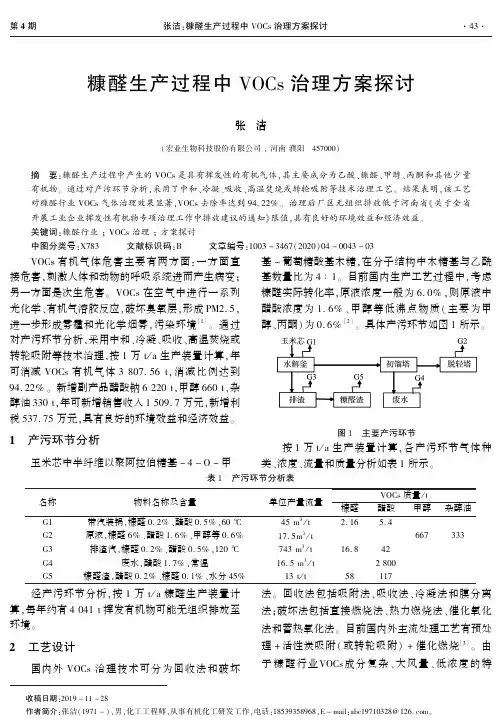 糠醛生产过程中VOCs治理方案探讨