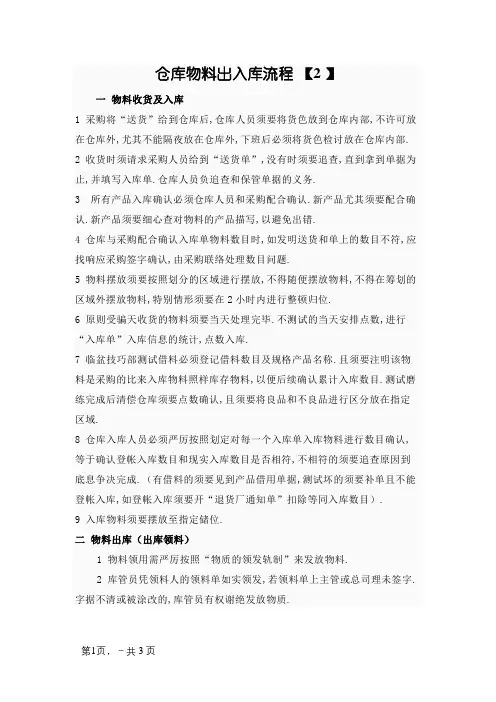 仓库物料出入库流程
