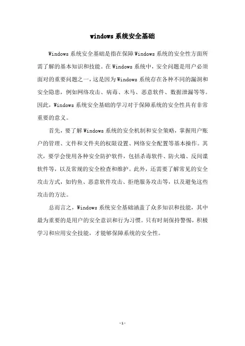 windows系统安全基础