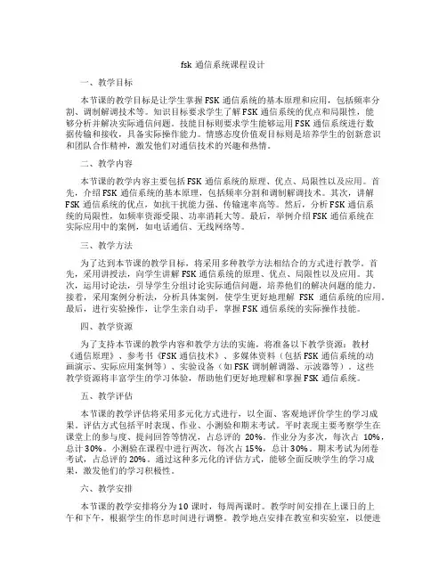 fsk通信系统课程设计