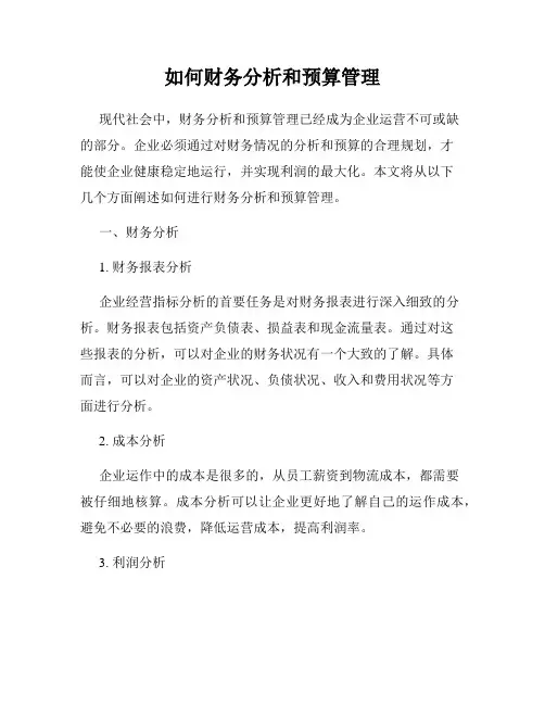 如何财务分析和预算管理