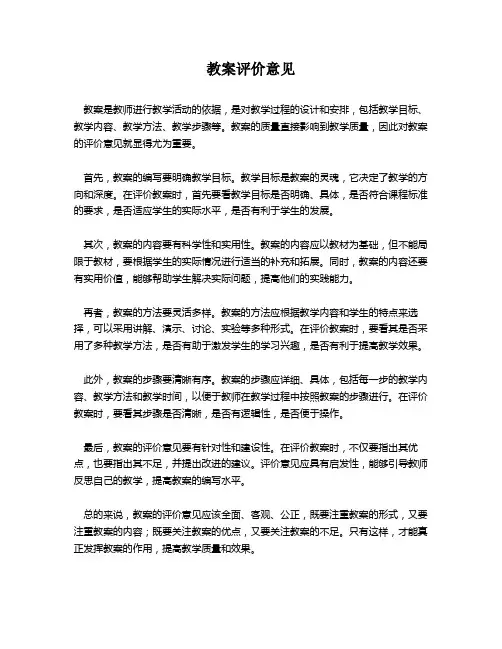 教案评价意见 
