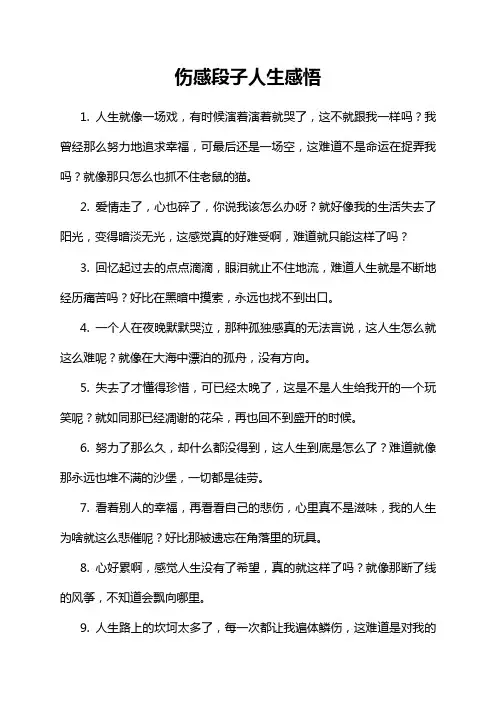伤感段子人生感悟