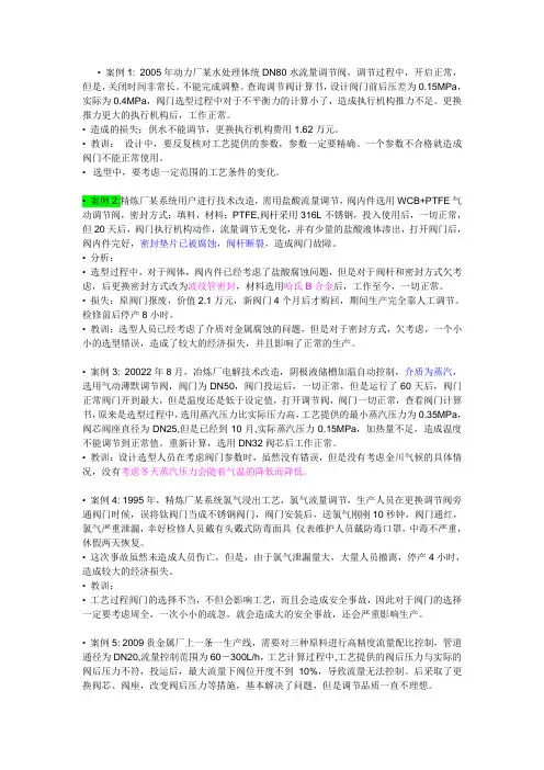 调节阀案例分析