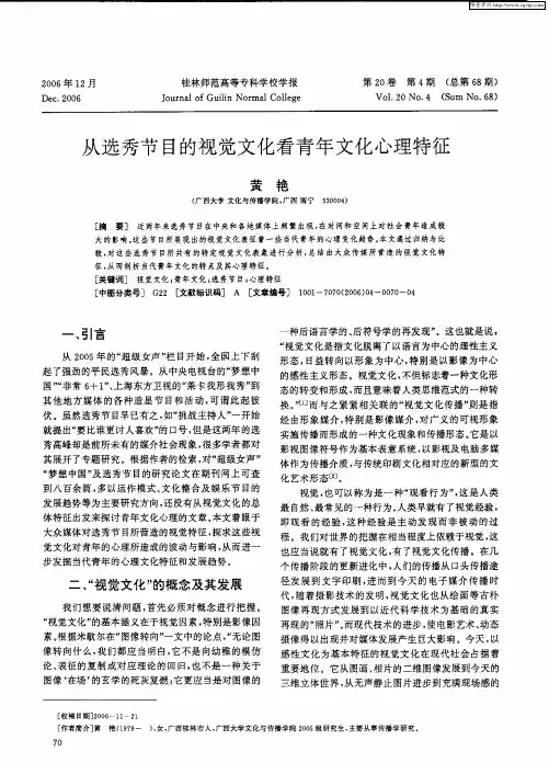从选秀节目的视觉文化看青年文化心理特征