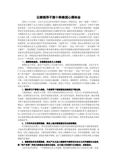 云南领导干部十种表现心得体会