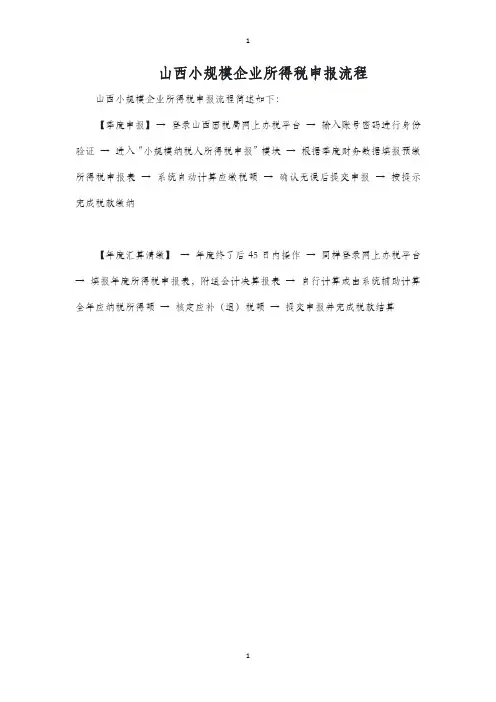 山西小规模企业所得税申报流程