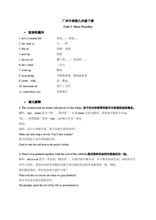 广州牛津版九年级下册Unit 3 The environment More practice
