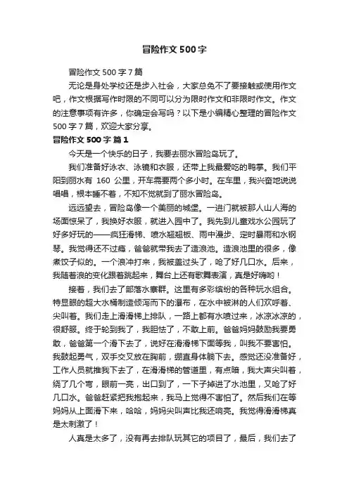 冒险作文500字7篇