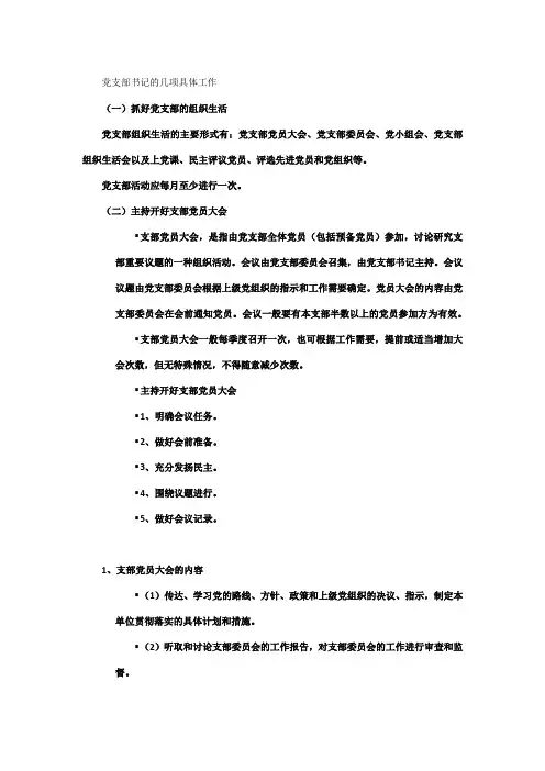 党支部书记的几项具体工作