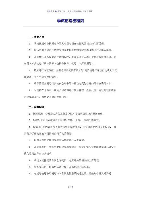 物流配送流程图(参考模板)