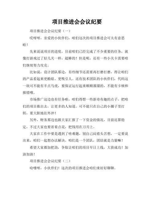 项目推进会会议纪要