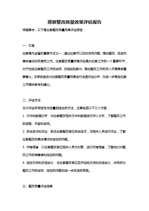 巡察整改质量效果评估报告