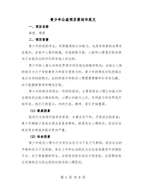 青少年公益项目策划书范文(二篇)