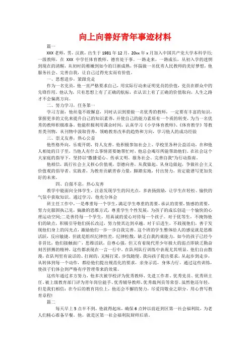 向上向善好青年事迹材料