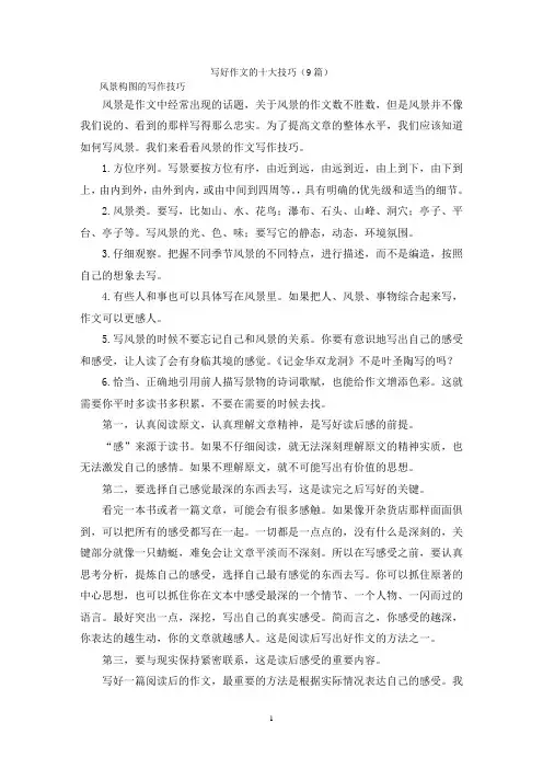 写好作文的十大技巧(9篇)