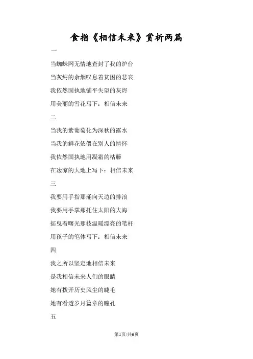 食指《相信未来》赏析两篇