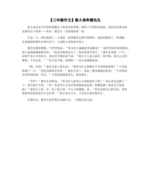 【三年级作文】鼠小弟和猫先生