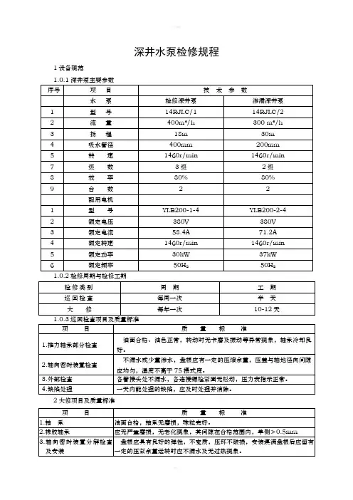 深井水泵检修规程