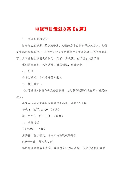 电视节目策划方案