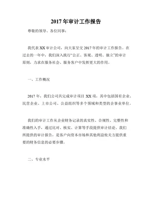 2017年审计工作报告