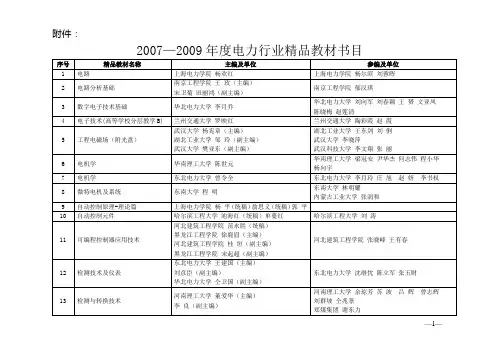 电力行业教材推荐