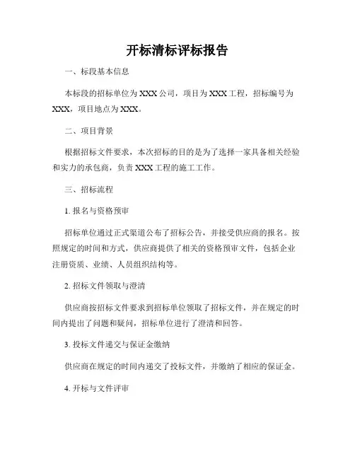 开标清标评标报告