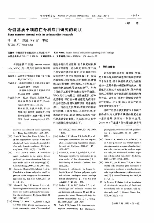 骨髓基质干细胞在骨科应用研究的现状