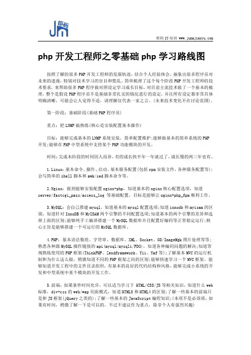 php开发工程师之零基础php学习路线图