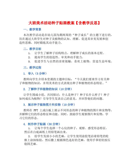 大班美术活动种子贴画教案【含教学反思】