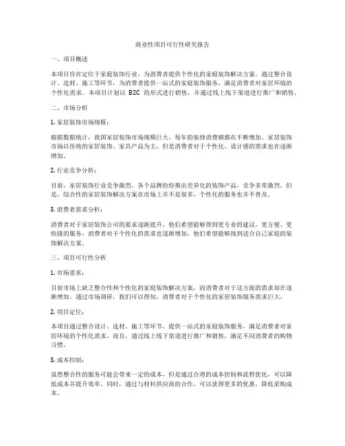 商业性项目可行性研究报告