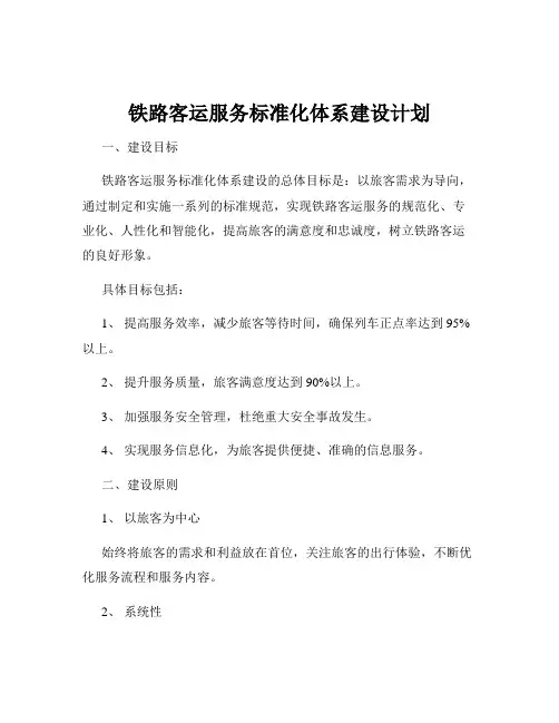 铁路客运服务标准化体系建设计划