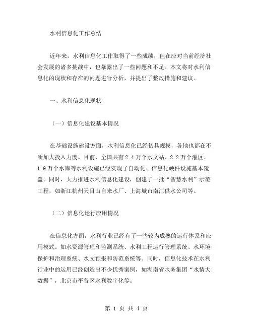 水利信息化工作总结范文