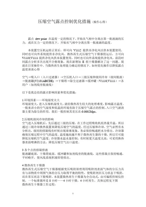 压缩空气露点控制