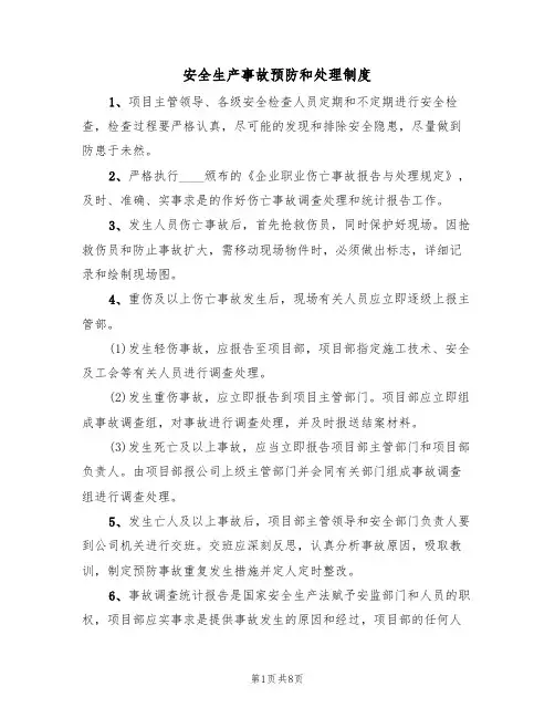 安全生产事故预防和处理制度（5篇）