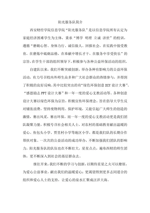 阳光服务队简介