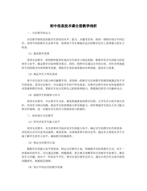 初中信息技术课分层教学浅析