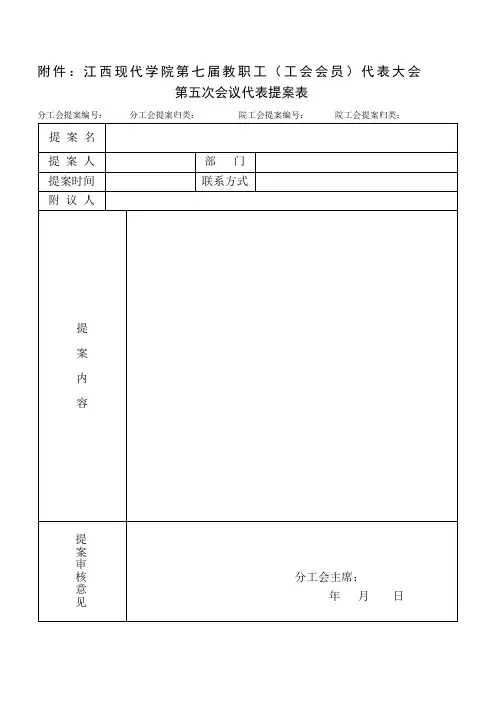 代表大会第五次会议代表提案表- 江西现代职业技术学院.