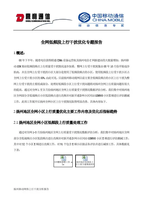 扬州全网低频段上行干扰优化专题报告