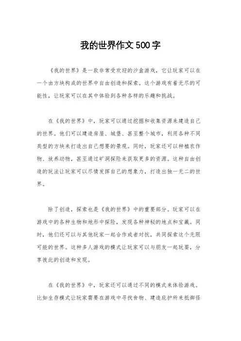 我的世界作文500字