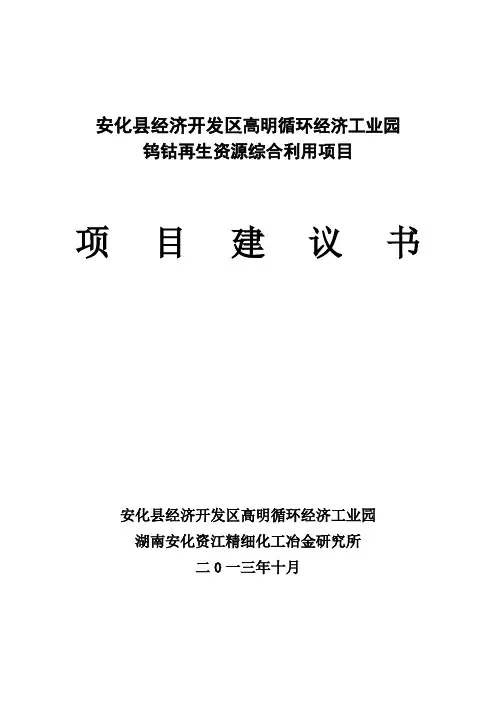 高明工业园再生资源综合利用项目建议书