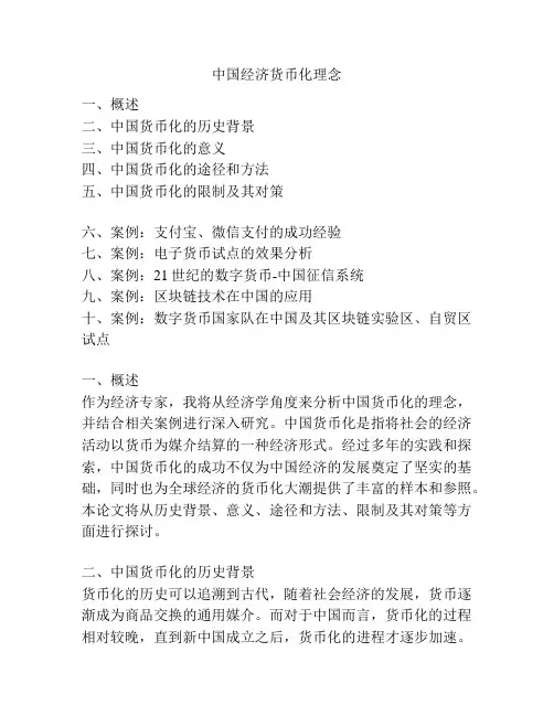 中国经济货币化理念