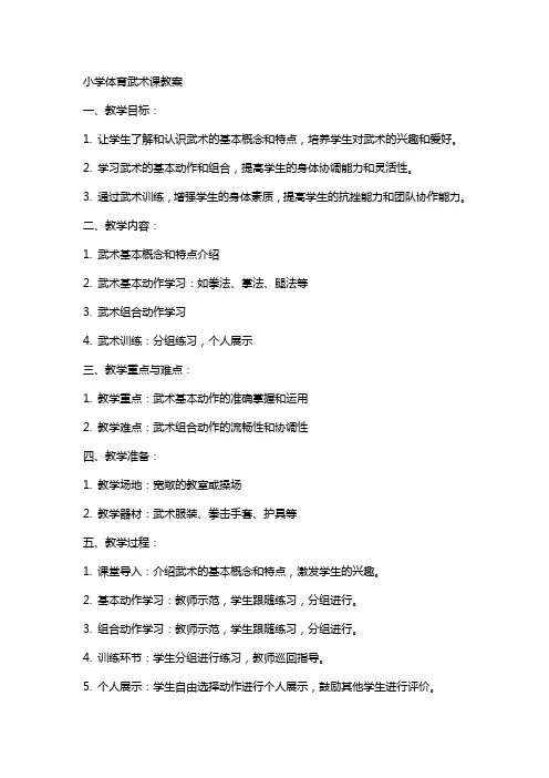 小学体育武术课教案