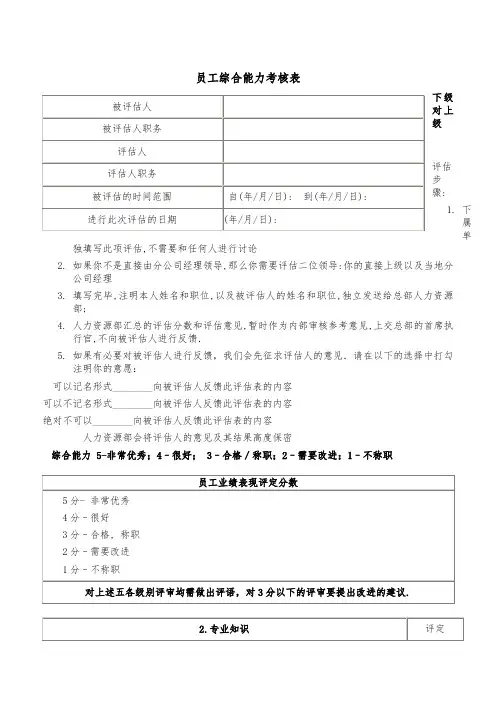 员工综合能力考核表