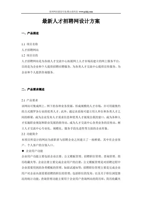 最新人才招聘网设计方案