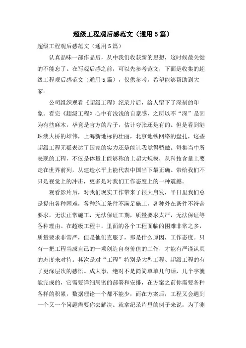 超级工程观后感范文(通用5篇)