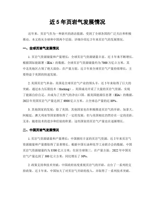 近5年页岩气发展情况