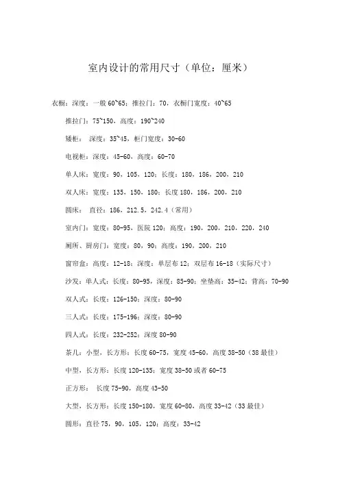 室内设计的常用尺寸全套