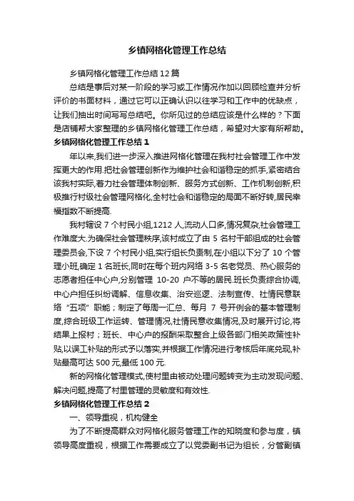 乡镇网格化管理工作总结
